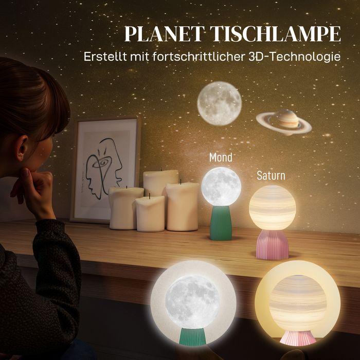 Actual product image Swisshandel24 Tischlampen-Set in Planeten-Optik, 3-farbig, USB, Kunststoff, Weiss (240 lm)