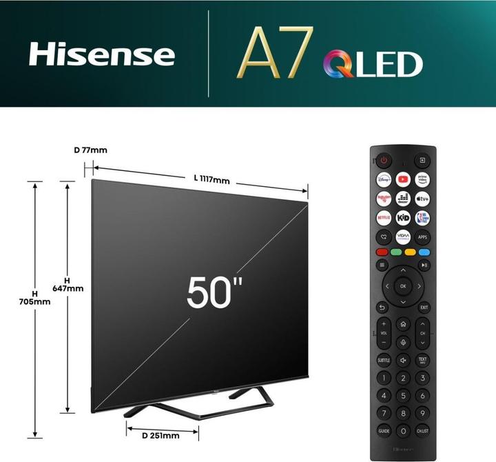 Image du produit Hisense TV 50A7NQ (50", QLED, 4K)