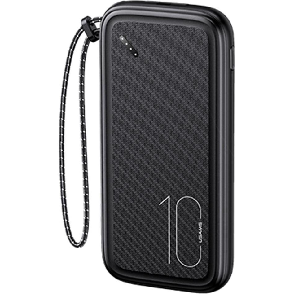 Usams Powerbank PB56 10000mAh 2xUSB USB-C MicroUSB Fast Charge czarnyblack 10KCD (10000 mAh, 10 W), Powerbank, Schwarz