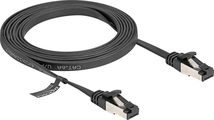 Actual product image Delock RJ45 flat ribbon patch cable male to male Cat.8.1 flexible 2 m black (U/FTP, CAT8.1, 2 m)