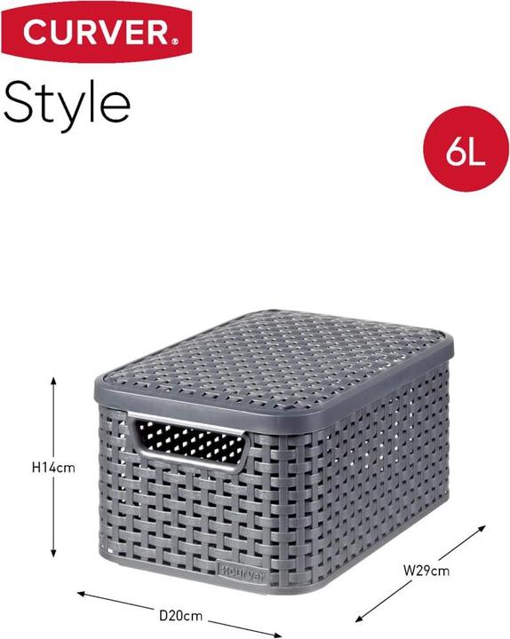 Produktbild Curver 3-er Set STYLE Box S mit Deckel anthrazit (20 cm, 6 l, 3x)