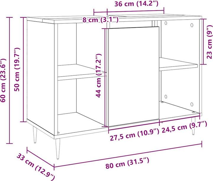 Produktbild vidaXL Badezimmerschrank (80 x 33 x 60 cm)