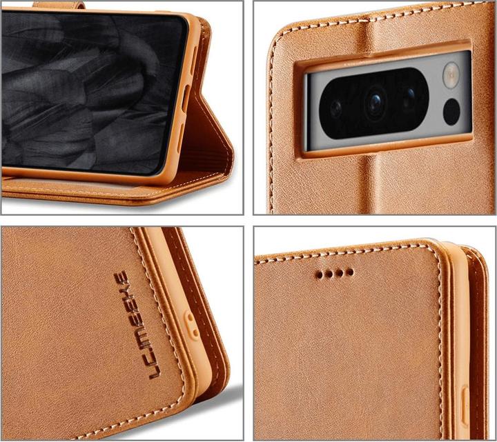 Produktbild LC.Imeeke Google Pixel 8 Pro - Leder Etui Hülle beige (Google Pixel 8 Pro)