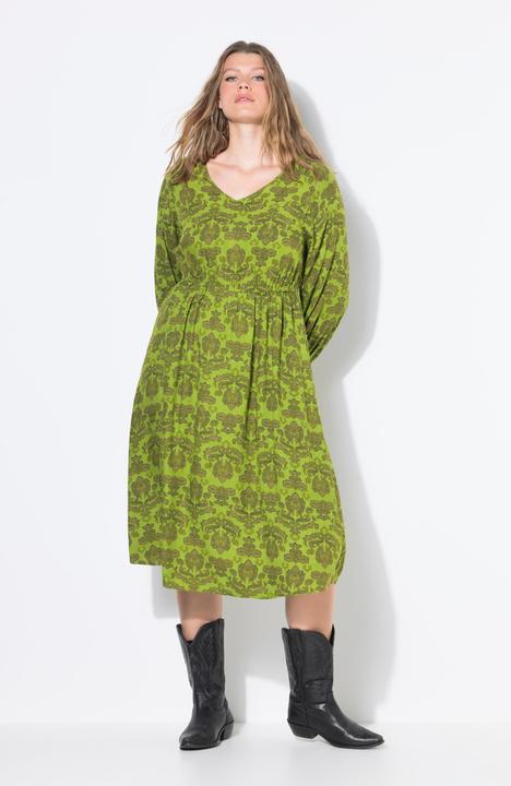 Image du produit Studio Untold Robe midi, coupe évasée. Ruban élastique, motif cachemire (54)