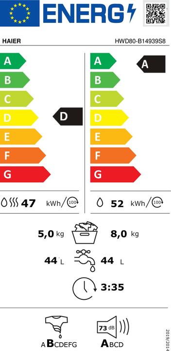 Energie-Label Haier HWD80-B14939S8