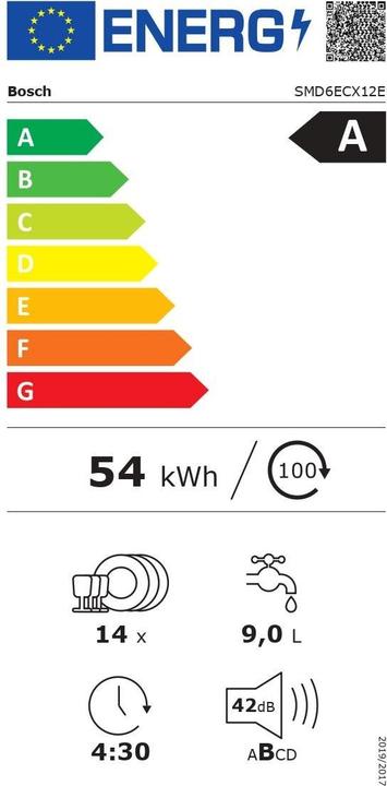 Etichetta energetica Bosch Hausgeräte Serie 6 SMD6ECX12E