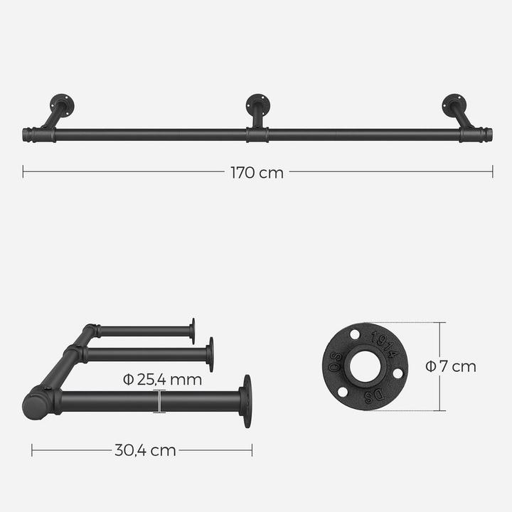 Actual product image Songmics Wall coat rack black metal 84.0 x 7.0 cm