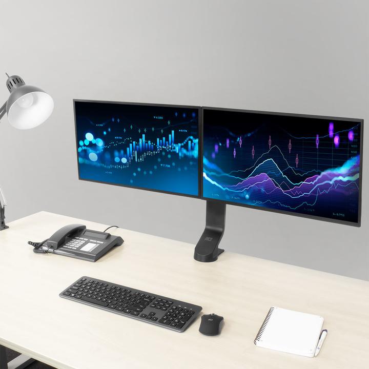 Actual product image Monitor Desk Mount with Crossbar, 2 screens up to 27ö, with thumb screw (Table, 27")