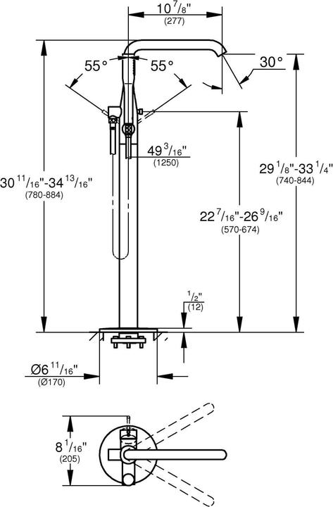 Actual product image Grohe Essence single lever bath mixer with floor mounting