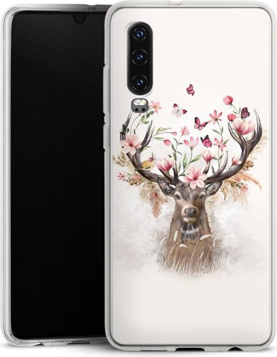 Produktbild DeinDesign Silikon Hülle für Huawei P30 Handyhülle Case Smartphone Schutzhülle Blumen Hirsch Tiere (Huawei P30)