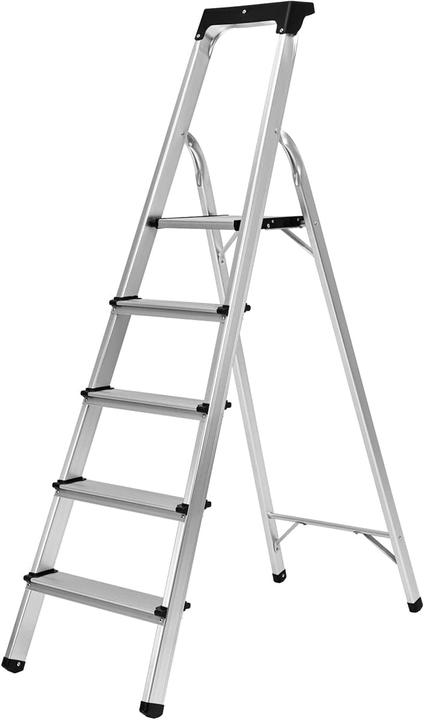 Actual product image Craftfull 5-stufige Stehleiter CF-133B mit Ablage, klappbar (Platform ladder, 94.50 cm)