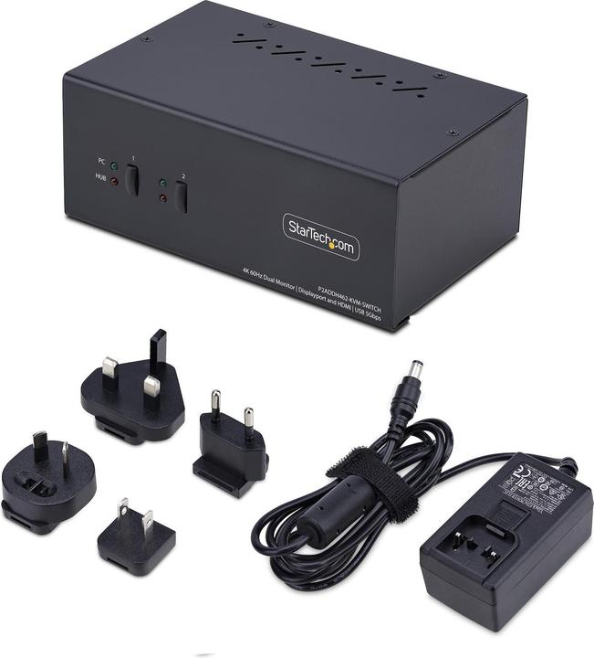 Produktbild StarTech .com P2ADDH462-KVM-SWITCH, 3840 x 2160 pixels, 4K Ultra HD, 36 W, Black