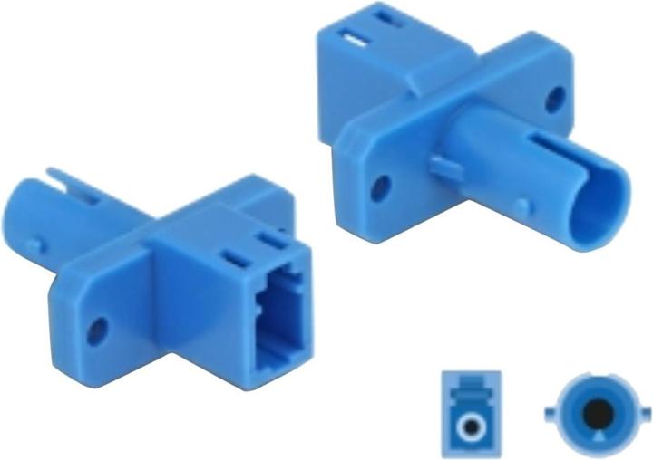 Actual product image Delock Fibre optic hybrid coupling LC simplex socket to ST simplex socket blue (Network coupling)