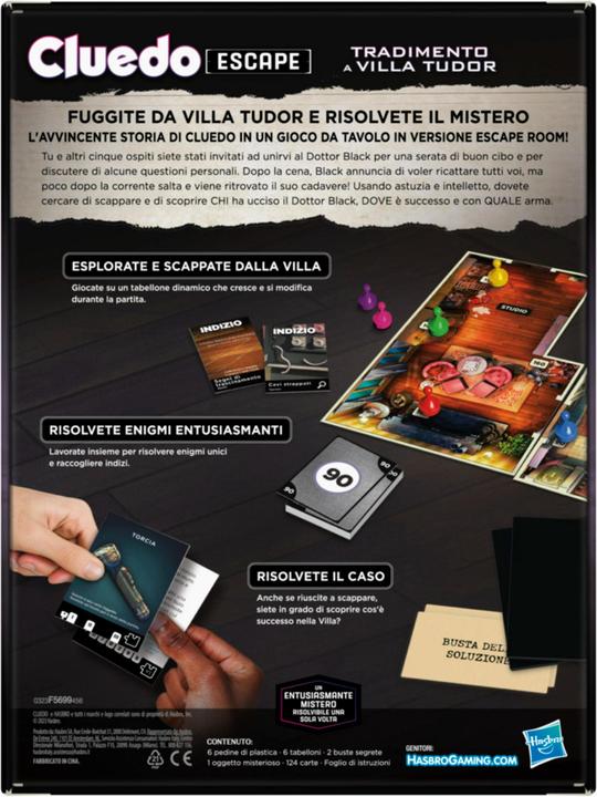 Actual product image Hasbro Cluedo Escape Il Tradimento A Villa Tudor Refresh (Italian)