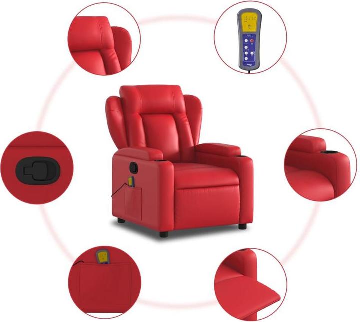 Image du produit vidaXL Fauteuil de massage rouge en similicuir,Couleur : rouge,Matériau : similicuir