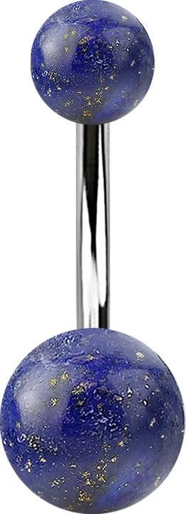 Immagine prodotto Star Piercing Banana in argento con due sfere di sodalite (senza ottone, Mnerale, Acciaio chirurgico 316L)