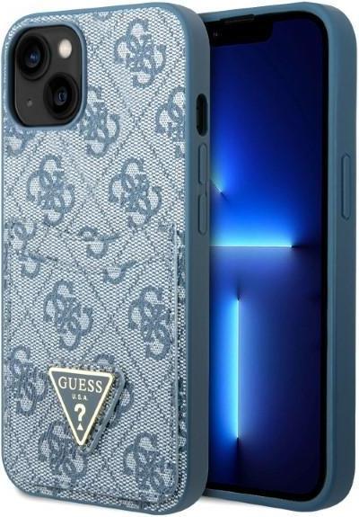 Actual product image Guess GUHCP13MP4TPB iPhone 13 6.1" niebieski/blue hardcase 4G Triangle Logo Cardslot (Apple iPhone 13, Apple iPhone 14)