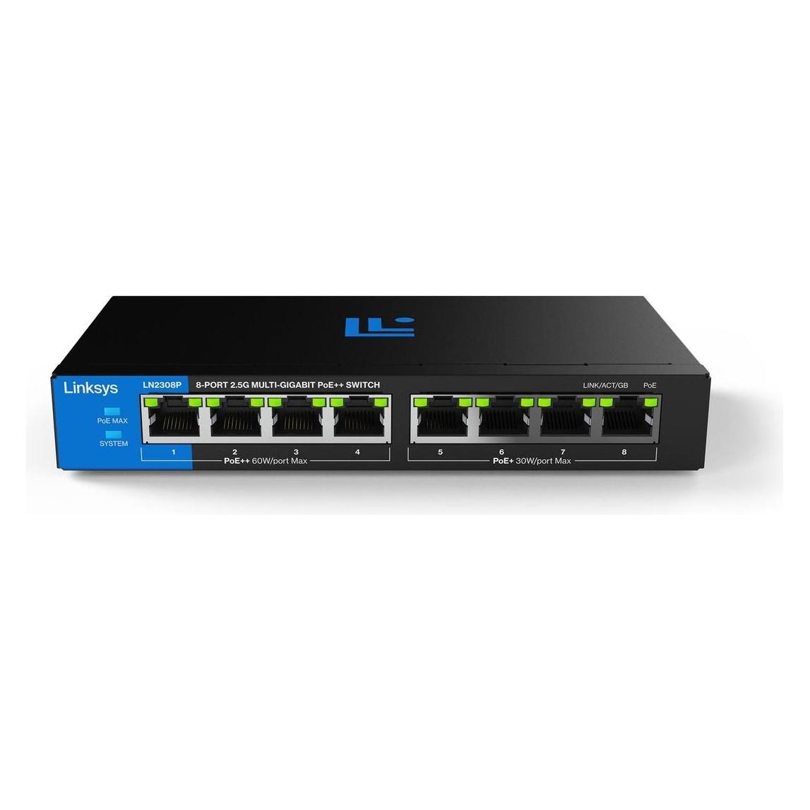 Linksys Switch, Poe, 2.5 Gigabit, Unmanaged 8-Port (8 ports), Netwerkschakelaar, Zwart