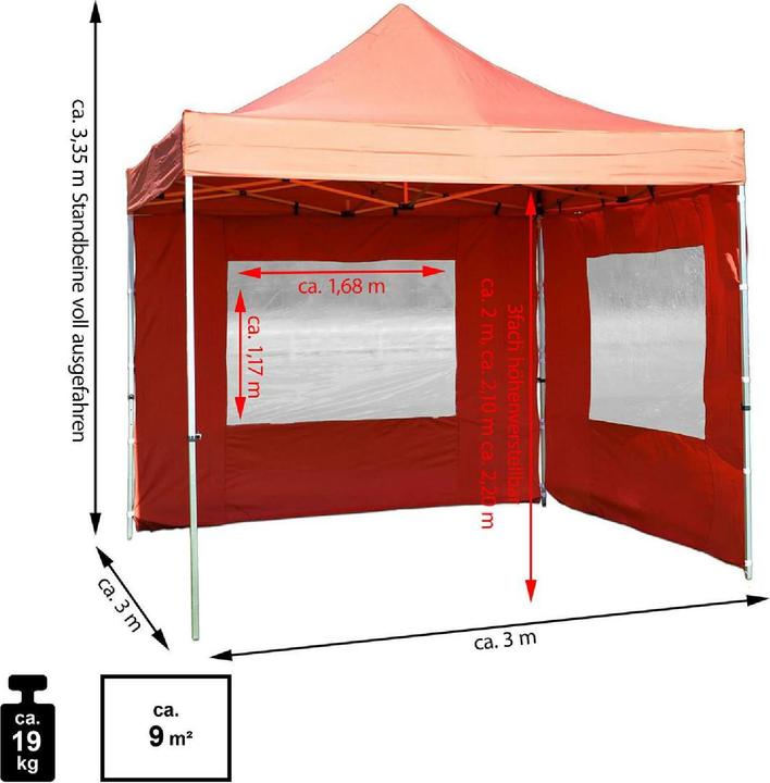 Actual product image VCM Falt Pavillon 3x3m terracotta (300 cm, 300 cm)