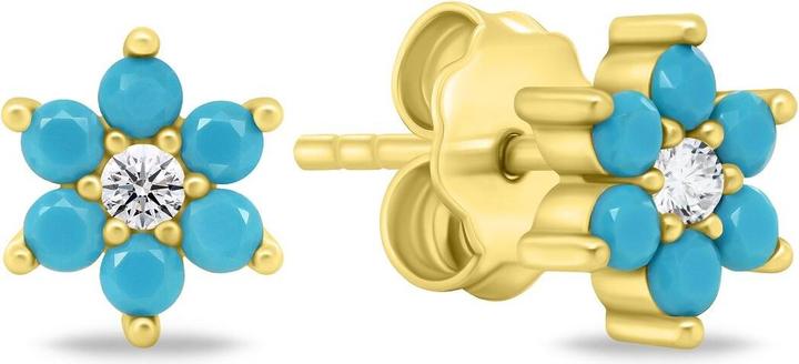 Image du produit Brilio Silver - Charmantes boucles d'oreilles plaquées or avec zircons turquoise EA846YTQ