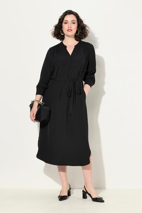 Immagine prodotto Ulla Popken Abito midi con scollo a V, cintura, maniche lunghe e tasche (46)