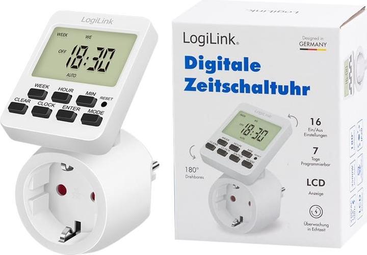 Produktbild LogiLink Digitale Zeitschaltuhr mit drehbarem Display (CEE 7/4)