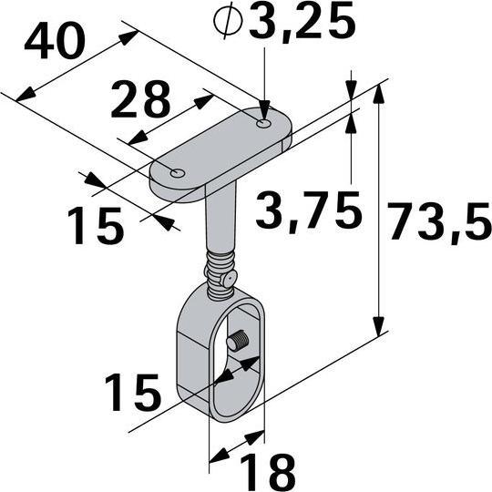Actual product image Hettich Schrankrohr-Mittelträger, für Rohrprofil oval 15 x 30 mm, verchromt