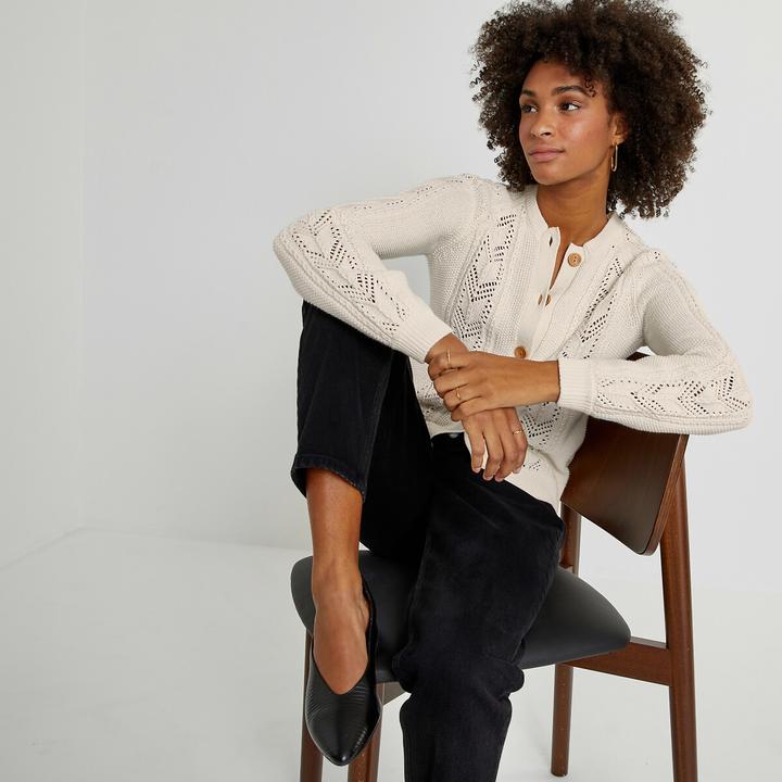 Produktbild La Redoute Collections Cardigan aus Pointelle-Strick (XXL)