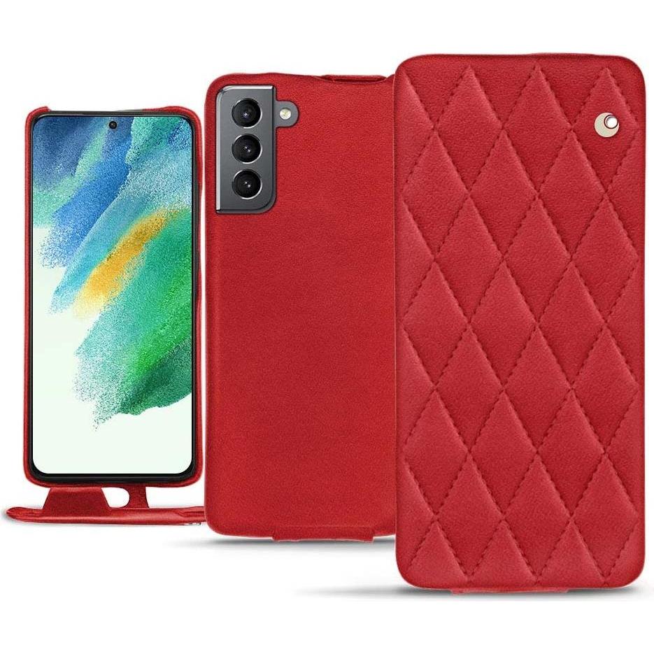 Noreve Lederschutzhülle vertikal (Samsung Galaxy S21 FE), Smartphone Hülle, Rot