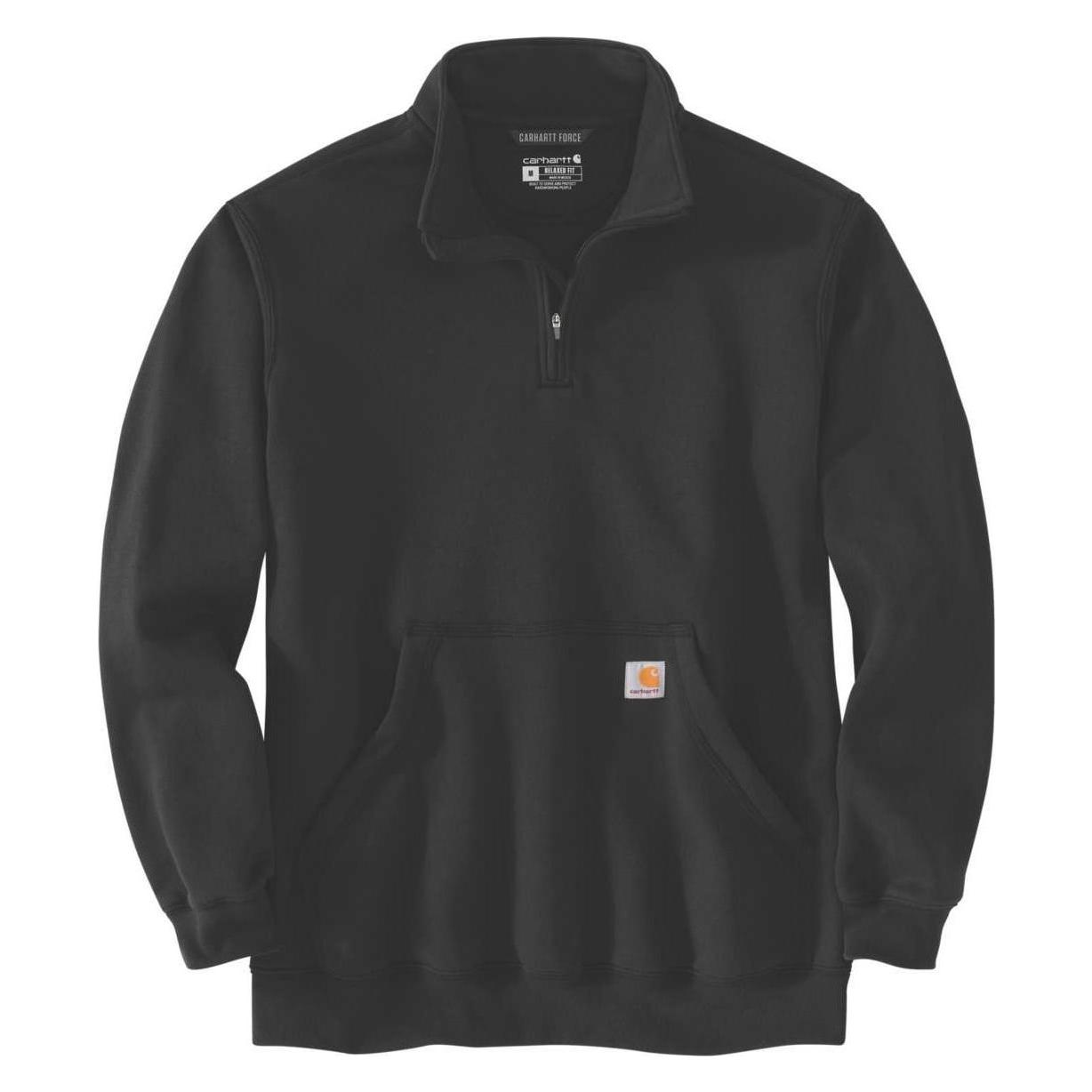 Carhartt, Mannen, Springer, Bluza Kwartiersluiting Mid Mock Hals Zwart, Zwart, (L)
