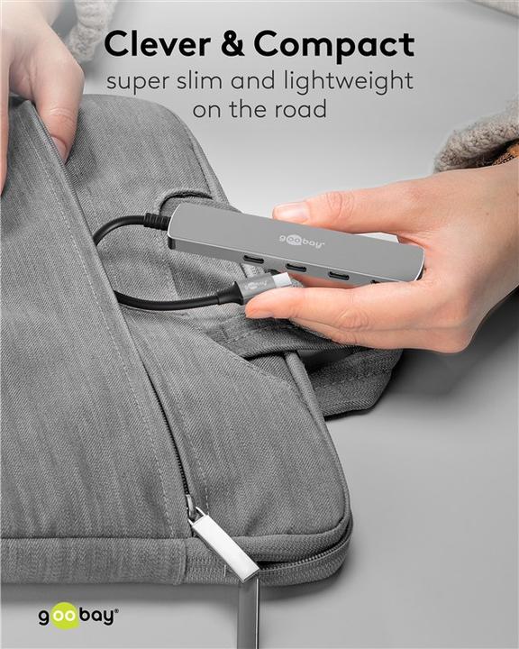 Actual product image Goobay Slim 4-Port USB-Hub, USB-C auf USB-C, 5 Gbit/s (USB-C, 4 ports)