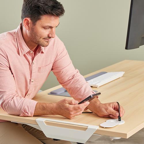Actual product image Fellowes Einbausteckdose Schreibtisch 230V USB-A,USB-C weiss (1x, Type 13, 2 m)