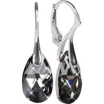 Levien, Ohrringe, Mysterious earrings with Pear Silver Night crystals