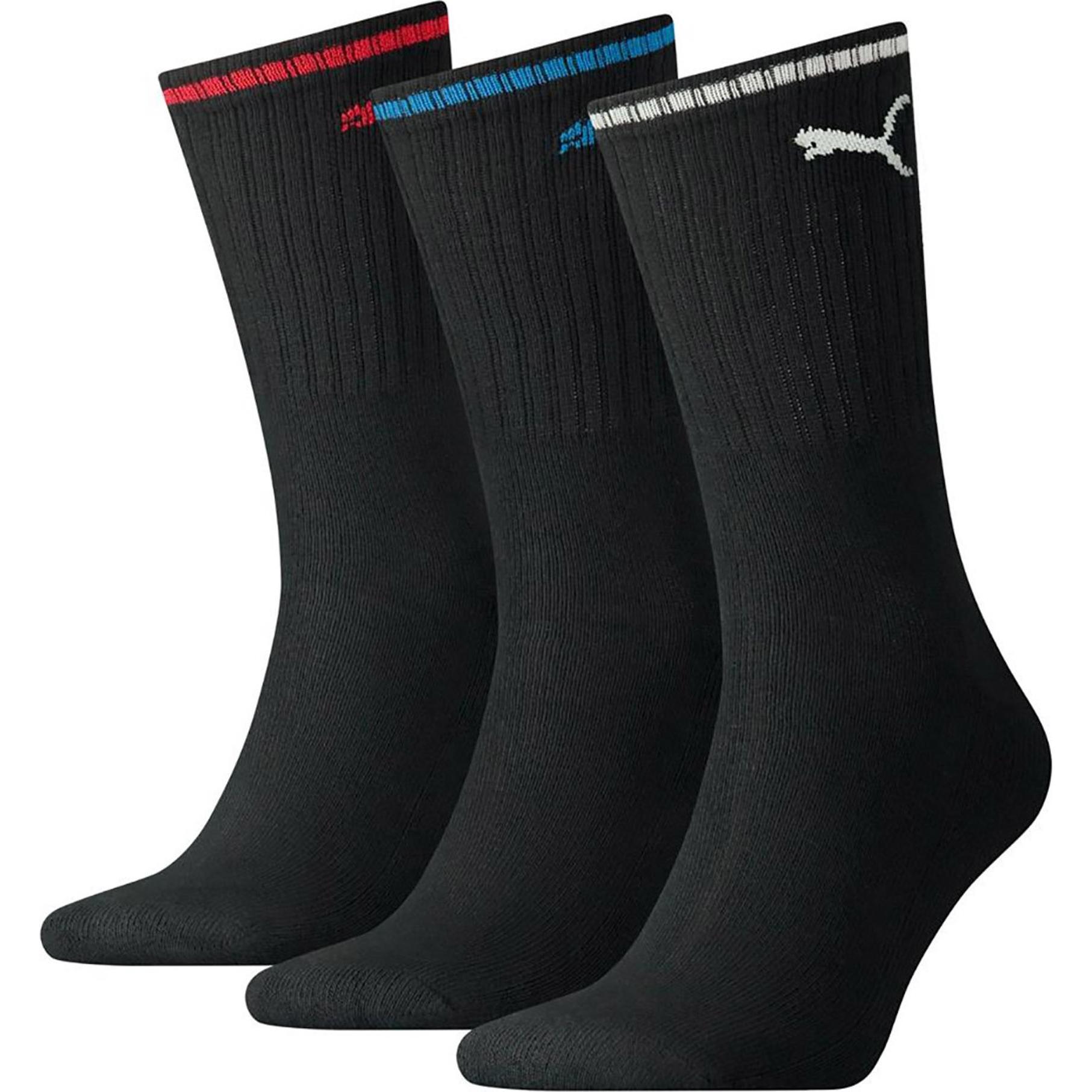 Puma, Herren, Socken, Socken Sportlich Stretch, Schwarz, (3er Pack, 43 - 46)
