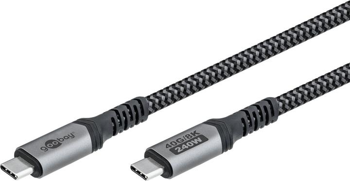 Produktbild Goobay USB-C Cable with Textile Sheath, USB4, 240 W, 40 Gbit/s, Power Delivery, 0.5 m, Black, Grey (0.50 m, USB 4.0, 240 W)
