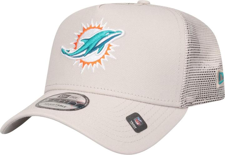 Actual product image New Era A-Frame Mesh Trucker Cap - Miami Dolphins stone