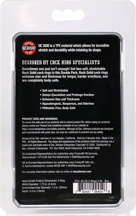 Produktbild Doc Johnson Double Pack Cockrings - Blue (4.30 cm)