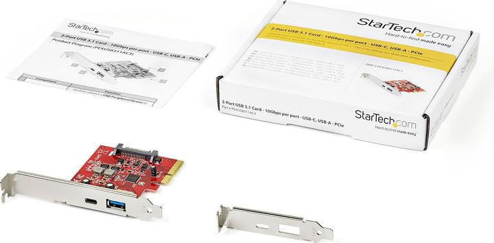 Actual product image StarTech .com 2-Port 10Gbps USB-A & USB-C PCIe Card Adapter