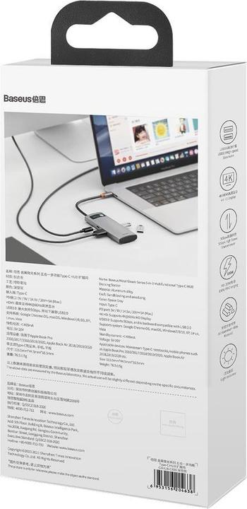 Actual product image Baseus Metal Gelam Series (USB-C, 5 Ports)
