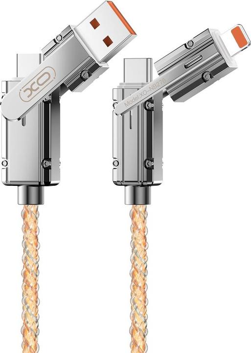 Actual product image xO cabel NB276 4w1 USB-C - Lightning + USB - USB-C 60W 1,0m szary (1 m, 60 W)