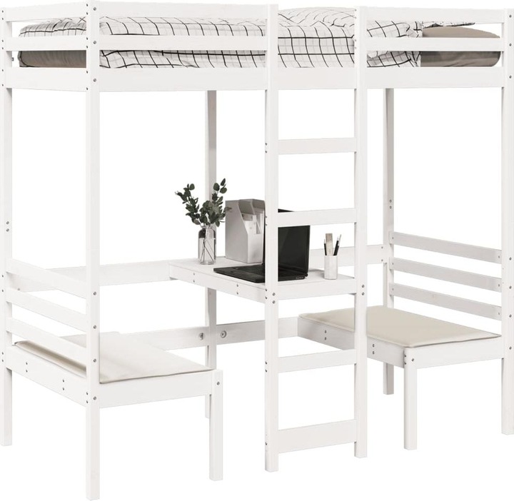 Image du produit VidaXL Lit superposé avec bureau & chaises (80 x 200 cm)