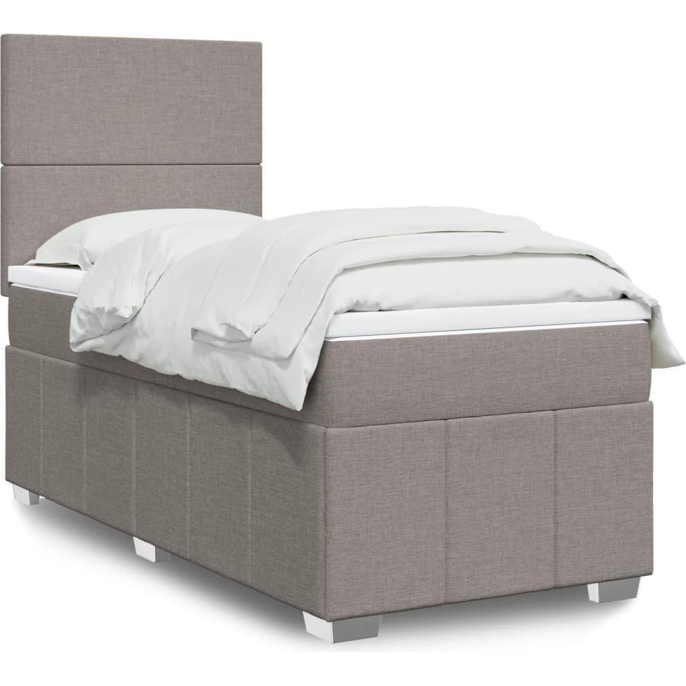 VidaXL, Bett, Boxspringbett Einzelbett Polsterbett Bett Matratze Taupe 80x200cm Stoff (80 x 200 cm)