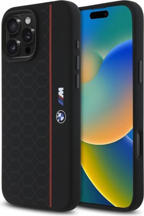 Produktbild BMW BMHMP16X23SHER iPhone 16 Pro Max 6.9" czarny/black hardcase Silicone Hexagon Red Line MagSa (Apple iPhone 16 Pro Max)