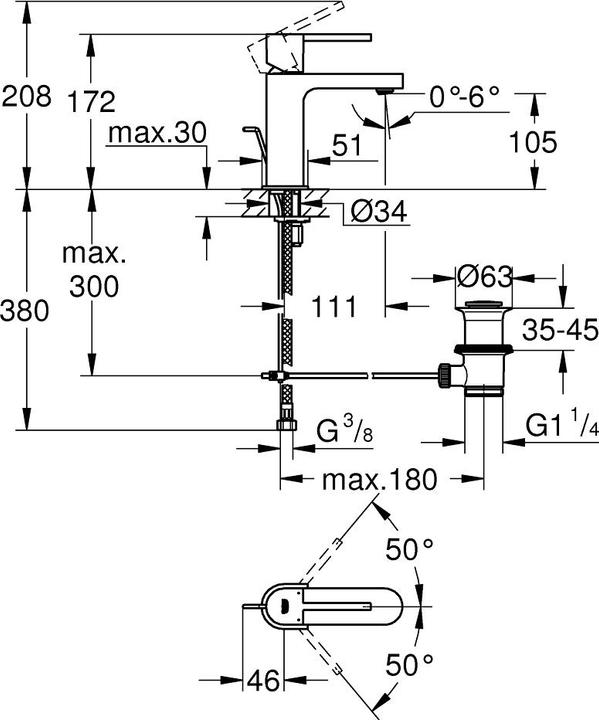 Produktbild Grohe Einhand-Waschtischbatterie PLUS 1/2Zoll, S-Size hard graphite gebürstet