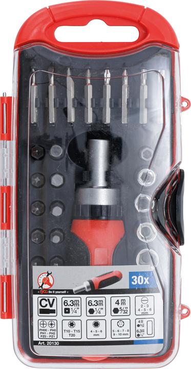 Actual product image BGS Bit / Socket Set with Ratchet Spinner Handle for Bits, reversible 30 pcs. (Allen screw)