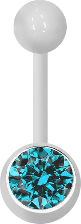 Actual product image Star Piercing Banana white with ball and ball crystal aqua (Plastic, without brass)