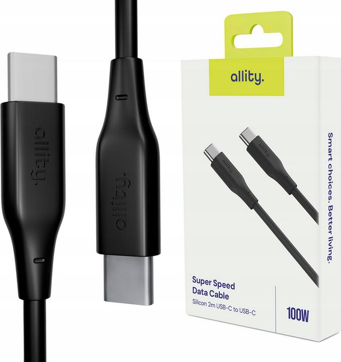 Actual product image Allity cable AUC-02 USB-C - USB-C 2.0 m 100W black (2 m, USB 2.0, 100 W)
