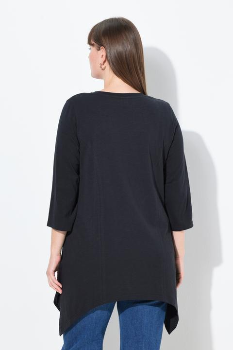 Produktbild Ulla Popken Shirt, Zipfelsaum, V-Ausschnitt, 3/4-Arm (50, 52)