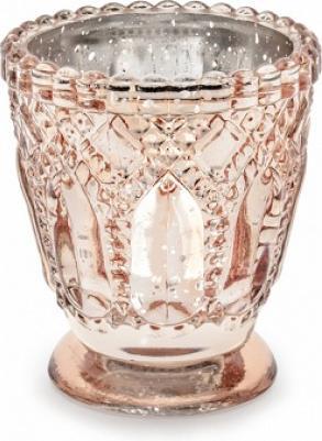 Partydeco 4 bougeoirs, or rose, 8cm
