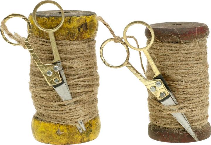 Image du produit Viana Dekorative Bandspulen mit Juteband und Schere im Nostalgie-Look (2x)